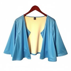 Shein Curve Medium Blue Blazer Crop Top Open Front Size 2XL 95%Polyester